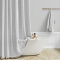 BTTN Grey Boho Farmhouse Linen Heavy Duty Shower Curtain Set, Gray