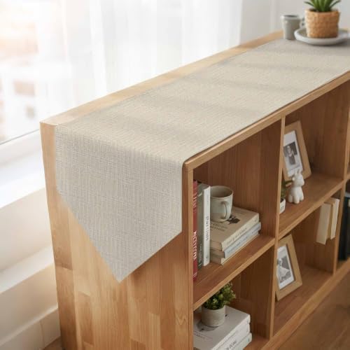 Vintage Beige Table Runner 108 inches Long Country Rustic Farmhouse