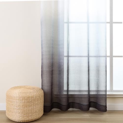 L.Z.E White Grey Ombre Sheer Curtains 63 Inches Long, Transparent