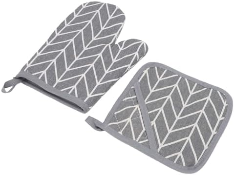 Cotton Oven Mitt Set with Thick Heat Protection for Kitchen