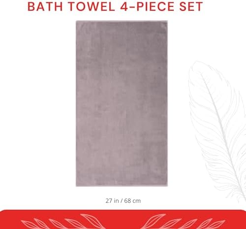 Bath Towels 27x54 Pack of 4 Soft, Absorbent, Quick-Dry Premium Cotton