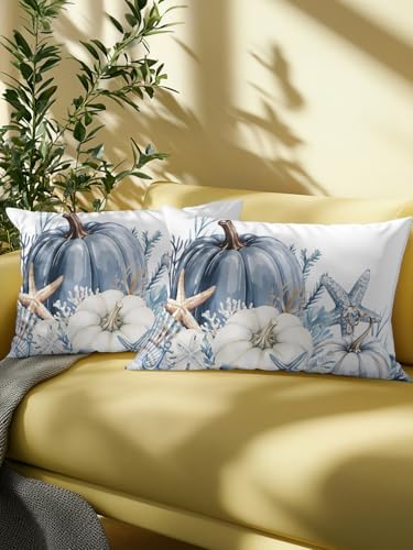 Outdoor Pillows with Inserts Set of 2 12x20, Coastal Fall Waterproof