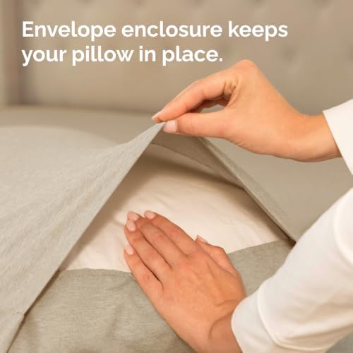 Queen Pillow Cases Set of 2 - Soft Pillowcase Covers - Heathered Beige