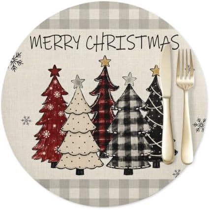 Christmas Tree Placemats Set of 1, Faux Leather Placemats Xmas Tree