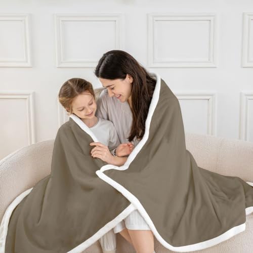 Feelyou Taupe for Kids Adults Sherpa Blanket Plush Fuzzy Twin 60"x80"