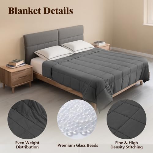 LiyLou Weighted Blanket for Adults (15 lbs, 48" × 72", Grey) Twin Full