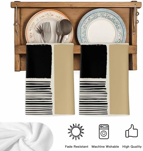 Beige Kitchen Towels Set of 3, Absorbent Dish Towels for Kitchen