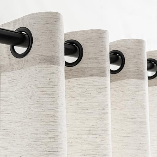 Off White Curtains Black Grommets Sheers Curtains 84 Inches Long for