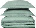 Sage Green Stripe Duvet Cover Soft 3 Pieces California King Duvet