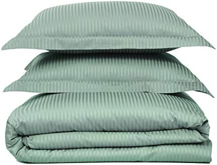 Sage Green Stripe Duvet Cover Soft 3 Pieces California King Duvet