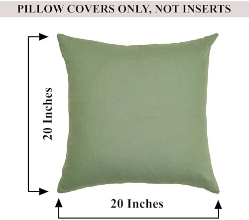 RELY+ Cotton Throw Pillow Covers 20x20 Inch Set of 2 Sage Green