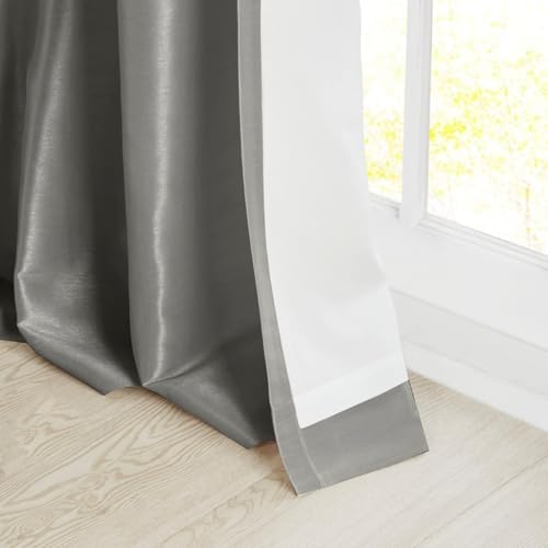 Twist Tab Lined Window Curtain Panel Charcoal 50x120