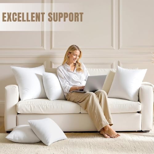 MIULEE 20x20 Inch Pillow Inserts Pack of 4 - Textured Woven Fabric