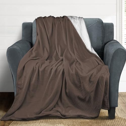 Plush Throw Blanket Solid Color Plain Medium Taupe Pastel Brown Soft