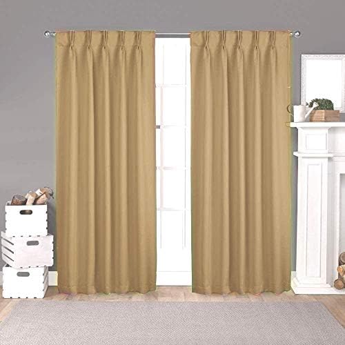 Room Darkening Thermal Insulated Double Pinch Pleated Blackout Curtain