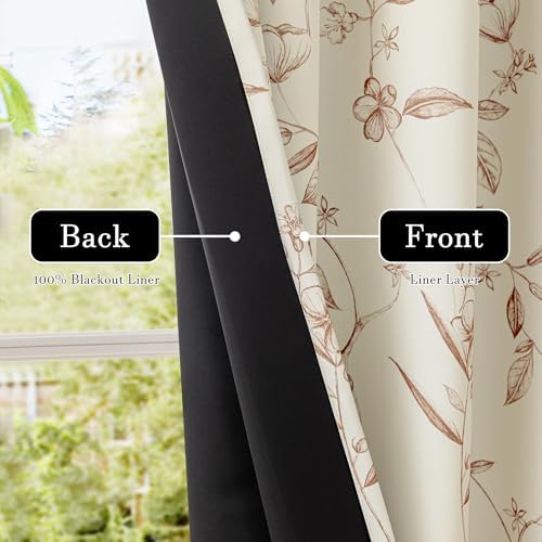 ChrisDowa 100% Blackout Floral Curtains 108 Inch Long 2