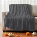 Charcoal Gray Fleece Blanket, Vintage Minimalist Solid Color Micro