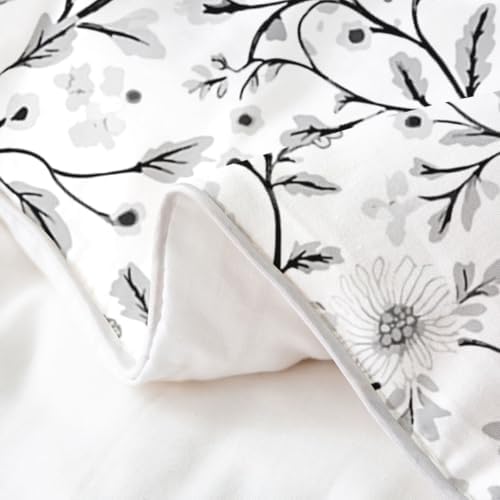 Erosebridal Gray Floral Printed 100% Cotton Duvet Cover Cute Floral