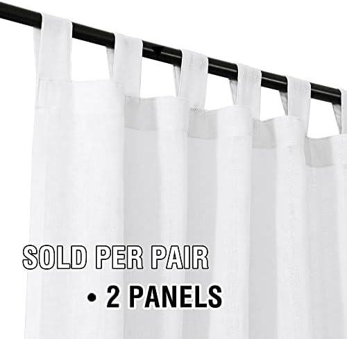 2 Pack Linen Elegant Curtains 63 Inches Long 7 Tab Top Breathable and