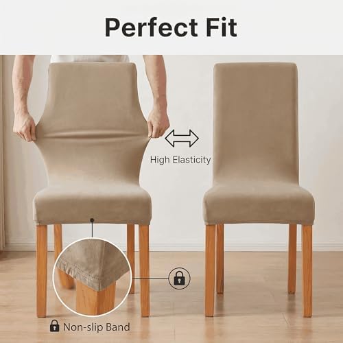 Velvet Stretch Dining Room Chair Covers - Colorful and Washable Parson