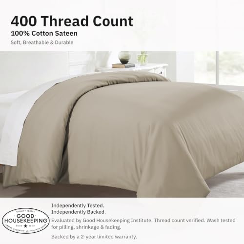 California Design Den Luxury Queen Size Duvet Cover, Taupe