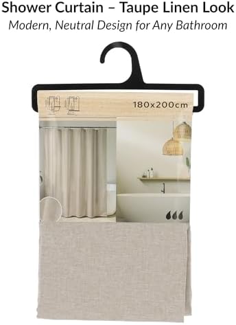 Extra Long Shower Curtain Linen Look 79"H x 71"W, Metal Grommets