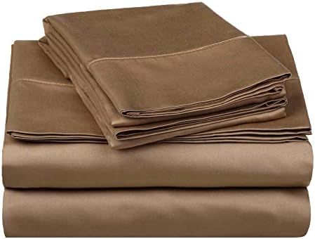 SUPERIOR Egyptian Cotton 530 TC Deep Pocket Sheet Set, Full, Taupe