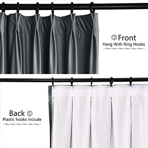 Macochico Pinch Pleated Blackout Curtain Drape with Liner Soft Velvet