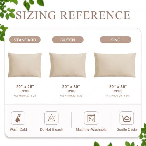 INSSL Microfiber Pillow Cases Set of 2, Hypoallergenic King Taupe
