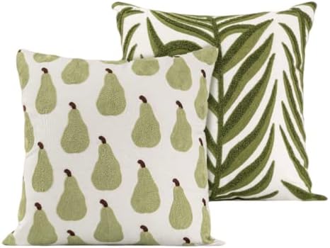 Lently Set of 2 Cotton Linen Embroidery Throw Pillow Case Covers