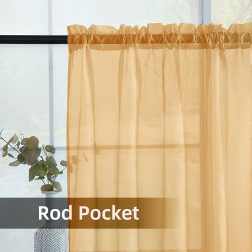 youleyar Solid Sheer Rod Pocket Curtain Voile Draperies 2 Panels White