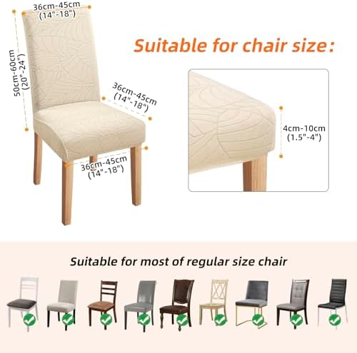 Fuloon Chair Covers for Dining Room 4 Pack, Solid Stretch Dining Chair
