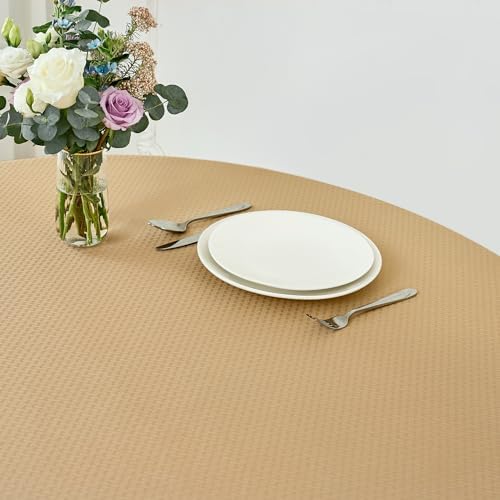 maxmill Round Weaved Texture Design Tablecloth Spill-Proof Wrinkle