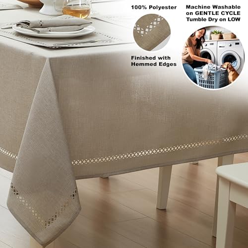 Newbridge Holiday Provence Lattice Taupe 52 x 70 Rectangle Tablecloth