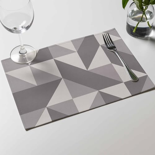 Placemats Set of 8, Geometric Grey Art Triangle Washable Table Mats