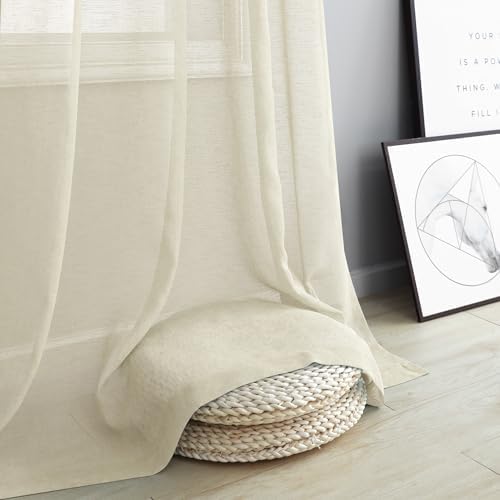 Beige Curtains 96 Inches Long for Living Room Decor 2 Panels Set