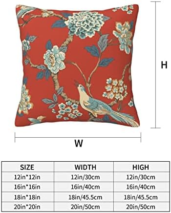 Chinoiserie Pillow Cover Cushion Cover Red Floral Bird Throw Pillow