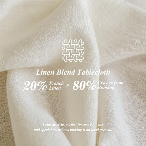 Linen World Round Linen Blend Tablecloth 90" Inch,Linen Loook Soft
