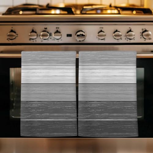Grey Ombre Kitchen Towels Set of 4, Absorbent Microfiber Soft Dish