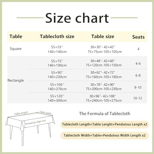 Alsoo Grey Tablecloth Rectangle 55 x 120 Inch, Waterproof Washable