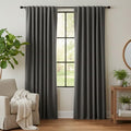 RYB HOME Grey Linen 100% Blackout Curtains 120 Inch Long for Living