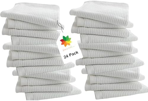 Cotton Bar Towels - 16" x 19" Bar Mop Cleaning Dish Rags, 24-Pack