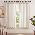 Linen Sheer Tab Top Curtains for Living Room Bedroom 63 inches Long