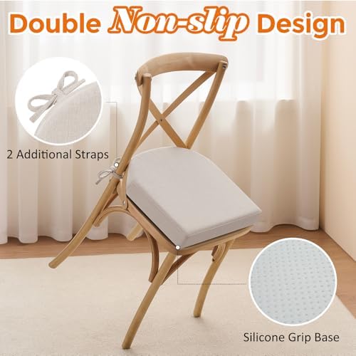 downluxe Chair Cushions for Dining Chairs, Memory Foam Linen Kitchen
