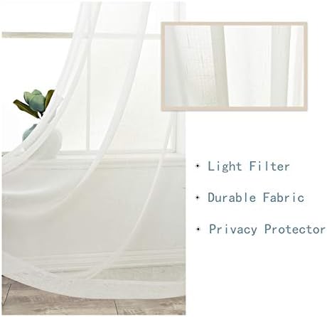 Randall Off White Sheer Privacy Modern Style Veil Sheer Drapes,2