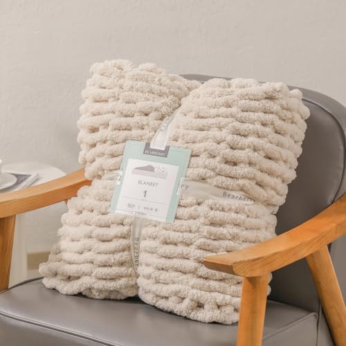 bearberry Chunky Knit Handmade Throw Blanket 50x60in Jumbo Chenille