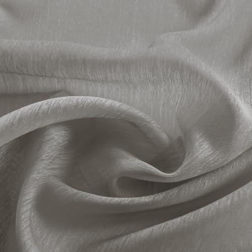 Grey Sheer Curtains 63 Inch Length for Girls Room Set 2 Panels Grommet