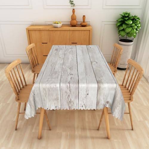 Vintage Grey Wood Rectangle Tablecloth, 60x120 Inch Natural Wooden