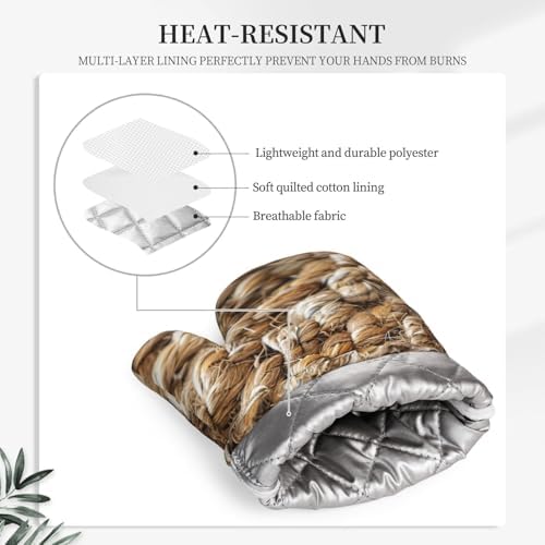Silicone Oven Mitts Pair Heat Resistant Barbecue Gloves Non-Slip Grip