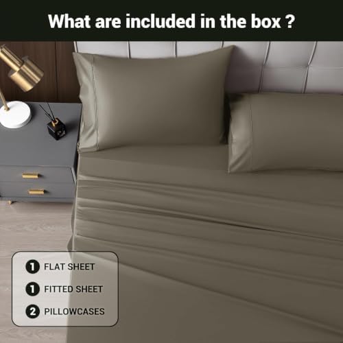 Shilucheng 4 Piece King Sheet Sets, Cooling Sheets, Taupe
